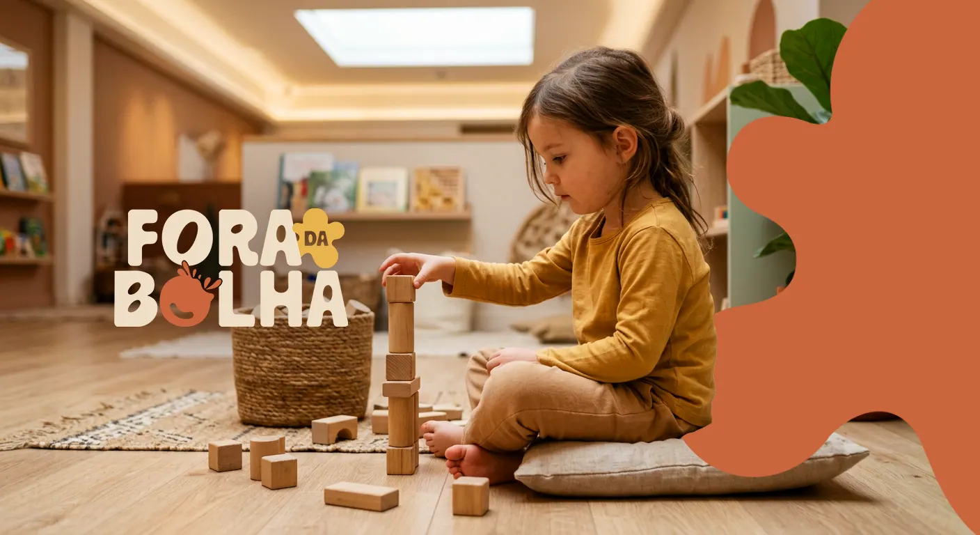 Criança brincando concentrada